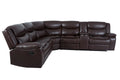 L Shapeleather Manual Reclining Sectional Sofa Set, Brown Brown Foam Leather 5 Seat