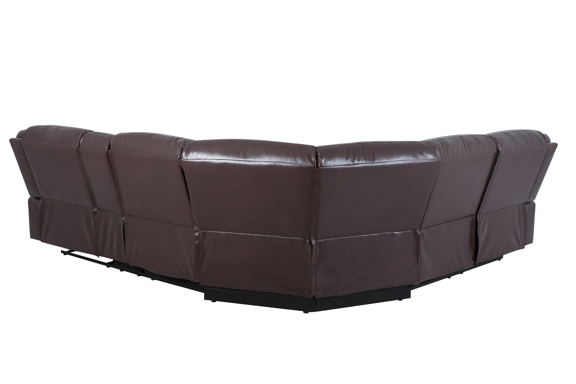 L Shapeleather Manual Reclining Sectional Sofa Set, Brown Brown Foam Leather 5 Seat