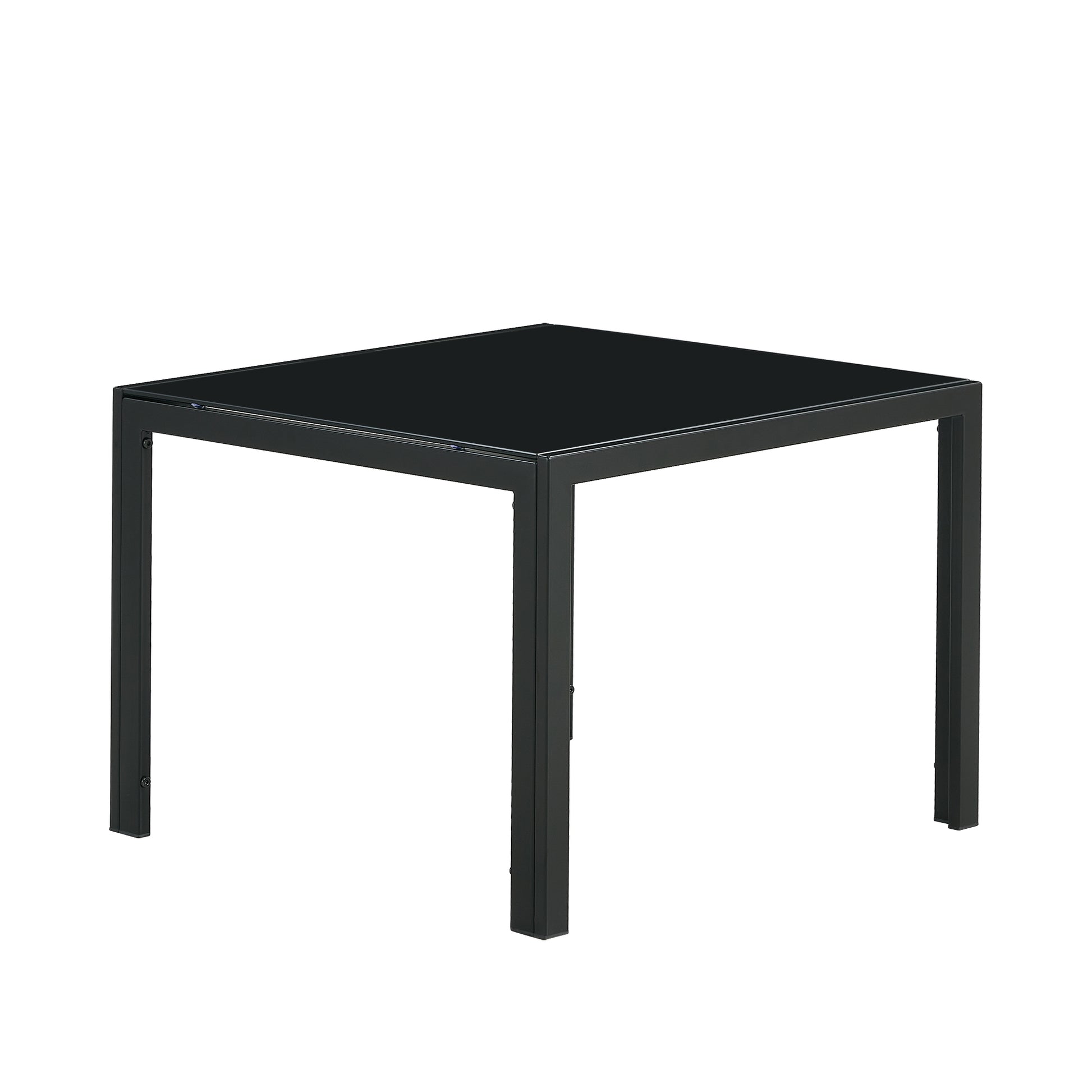 Coffee Table Set Of 2, Square Modern Table With Tempered Glass Finish For Living Room,Black Black Glass