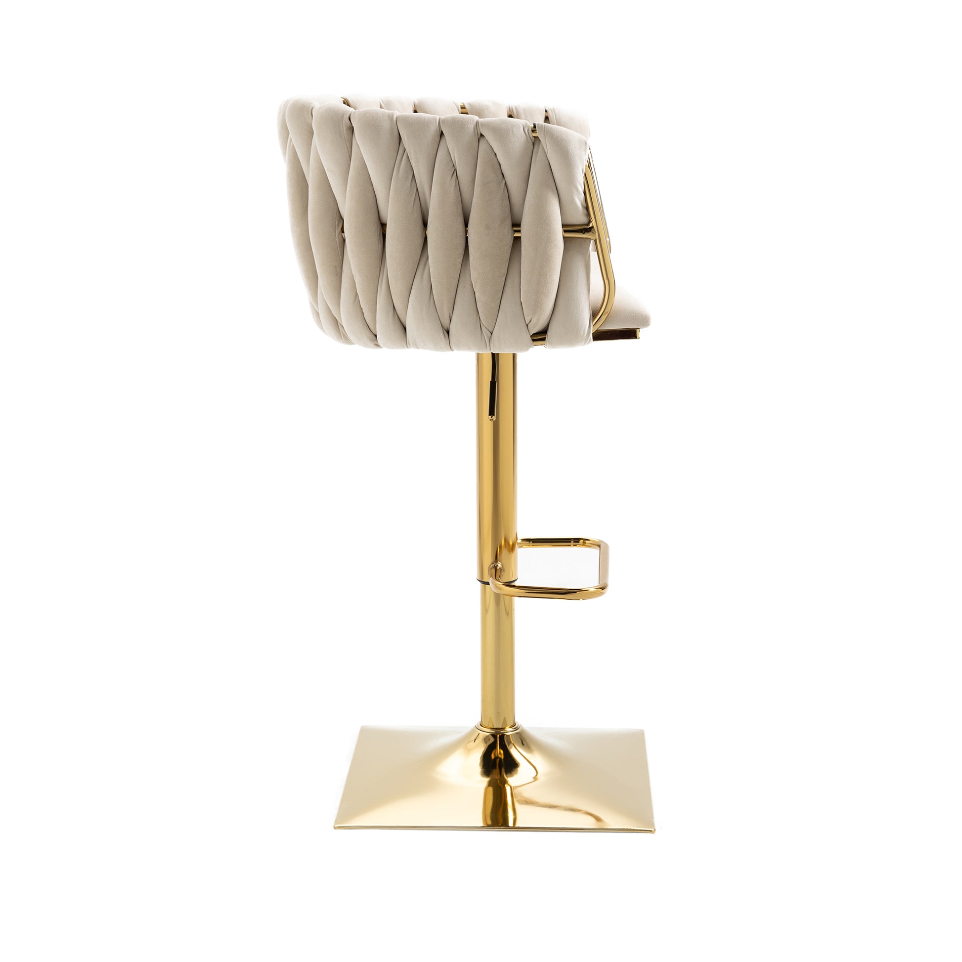 Coolmore Vintage Bar Stools With Back And Footrest Counter Height Dining Chairs 2Pc Set Ivory Metal