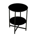 2 Piece Set Black Tempered Glass End Table, Round Coffee Table For Bedroom Living Room Office Black Glass