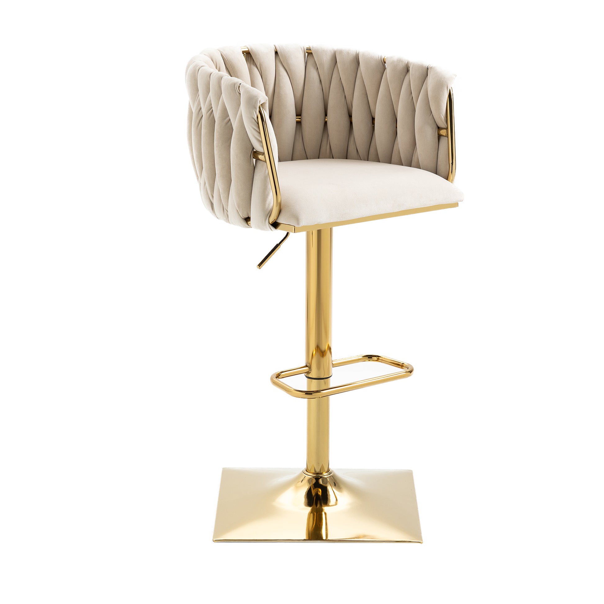 Coolmore Vintage Bar Stools With Back And Footrest Counter Height Dining Chairs 2Pc Set Ivory Metal