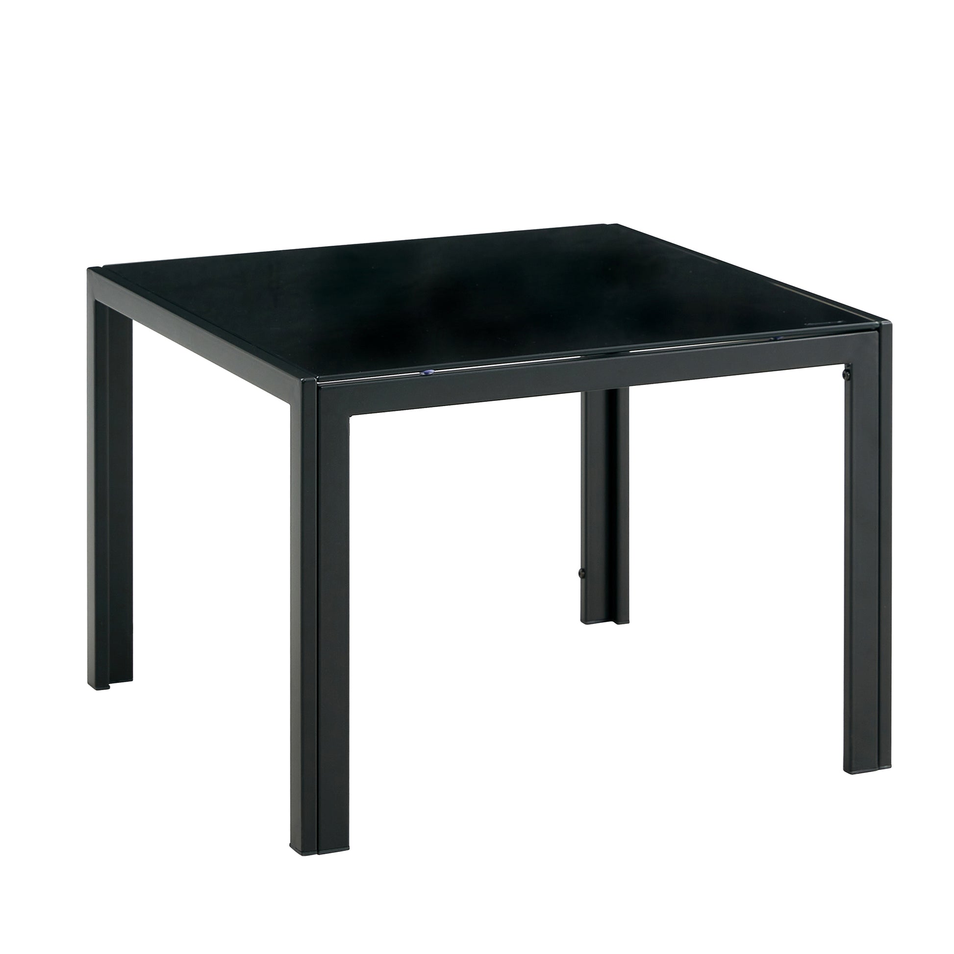 Nesting Coffee Table Set Of 2, Square Modern Stacking Table With Tempered Glass Finish For Living Room,Black Black Glass