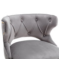 Bar Stools With Back And Footrest Counter Height Dining Chairs Velvet Grey 2Pcs Set Grey Upholstered