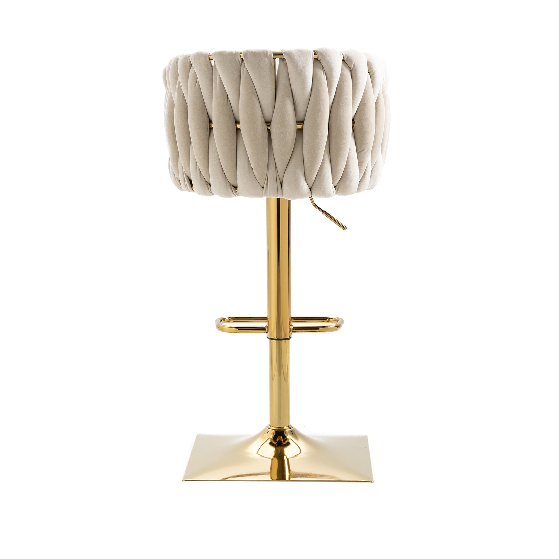 Coolmore Vintage Bar Stools With Back And Footrest Counter Height Dining Chairs 2Pc Set Ivory Metal