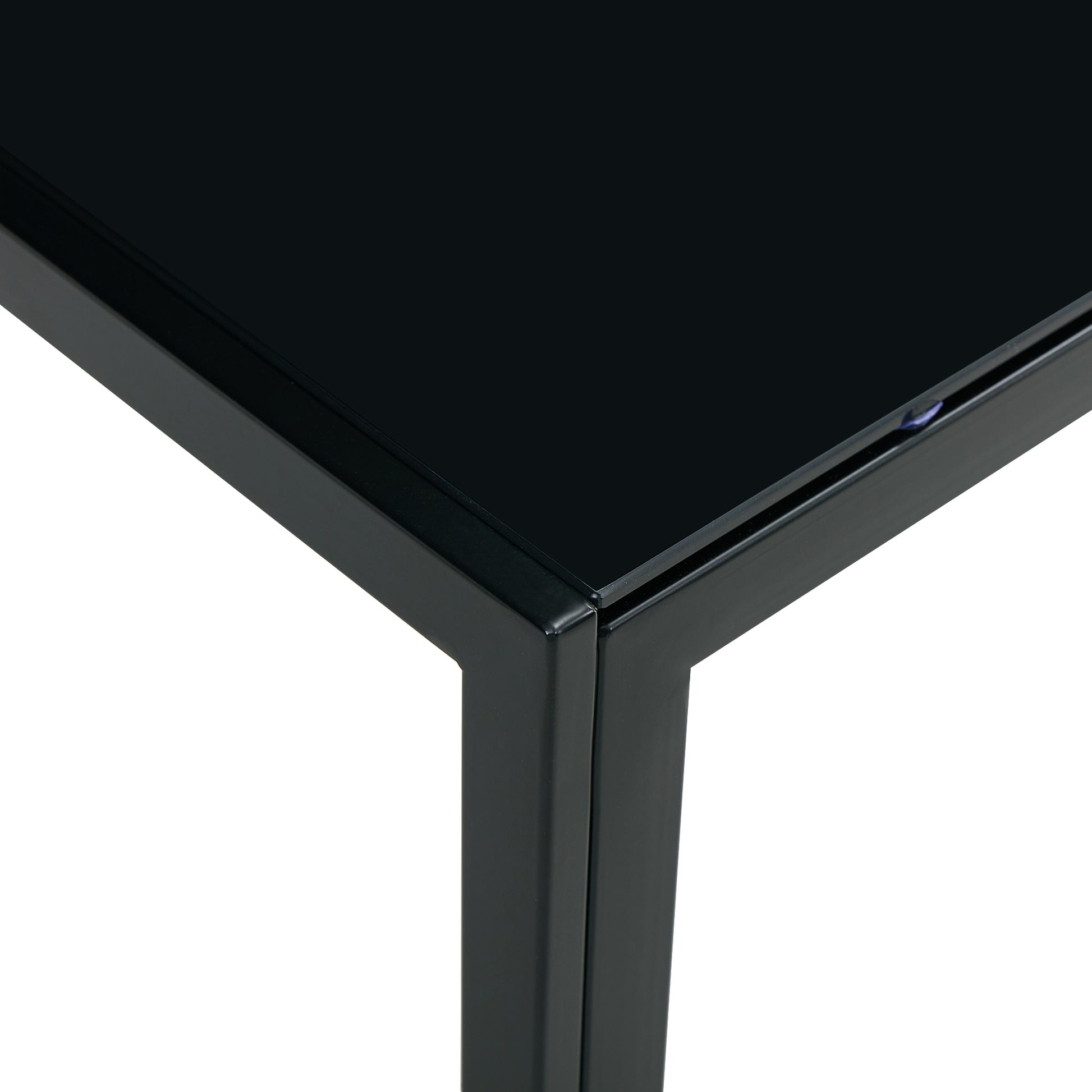 Coffee Table Set Of 2, Square Modern Table With Tempered Glass Finish For Living Room,Black Black Glass