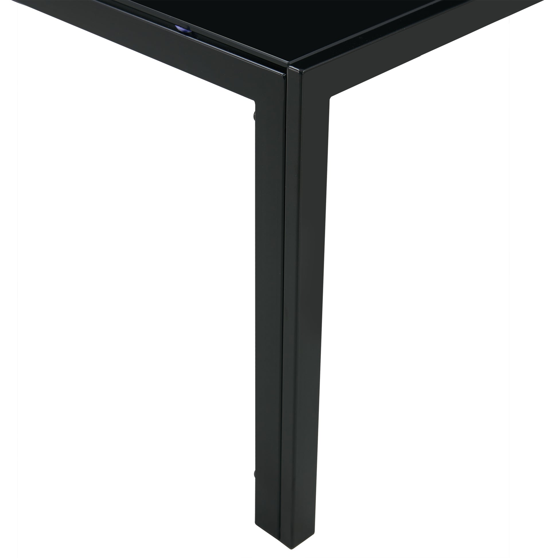 Coffee Table Set Of 2, Square Modern Table With Tempered Glass Finish For Living Room,Black Black Glass