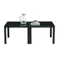 Coffee Table Set Of 2, Square Modern Table With Tempered Glass Finish For Living Room,Black Black Glass