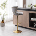 Bar Stools With Back And Footrest Counter Height Dining Chairs Velvet Grey 2Pcs Set Grey Upholstered