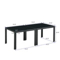 Coffee Table Set Of 2, Square Modern Table With Tempered Glass Finish For Living Room,Black Black Glass