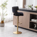 Bar Stools With Back And Footrest Counter Height Dining Chairs Velvet Black 2Pcs Set Black Upholstered