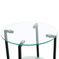 2 Piece Set Clear Tempered Glass End Table, Round Coffee Table For Bedroom Living Room Office Transparent Glass