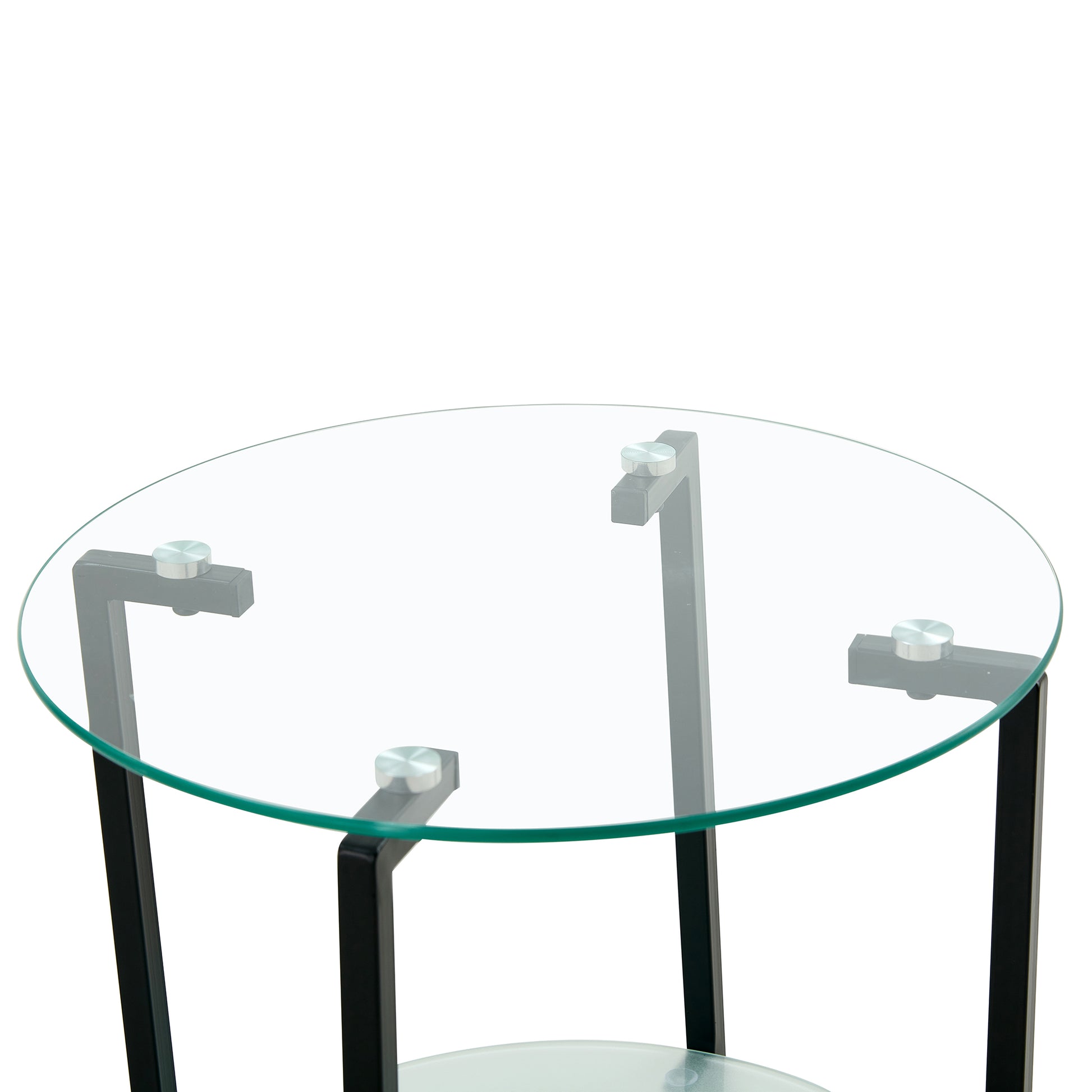 2 Piece Set Clear Tempered Glass End Table, Round Coffee Table For Bedroom Living Room Office Transparent Glass