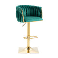 Coolmore Vintage Bar Stools With Back And Footrest Counter Height Dining Chairs 2Pc Set Emerald Metal