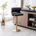 Bar Stools With Back And Footrest Counter Height Dining Chairs Leather Black 2Pcs Set Black Upholstered