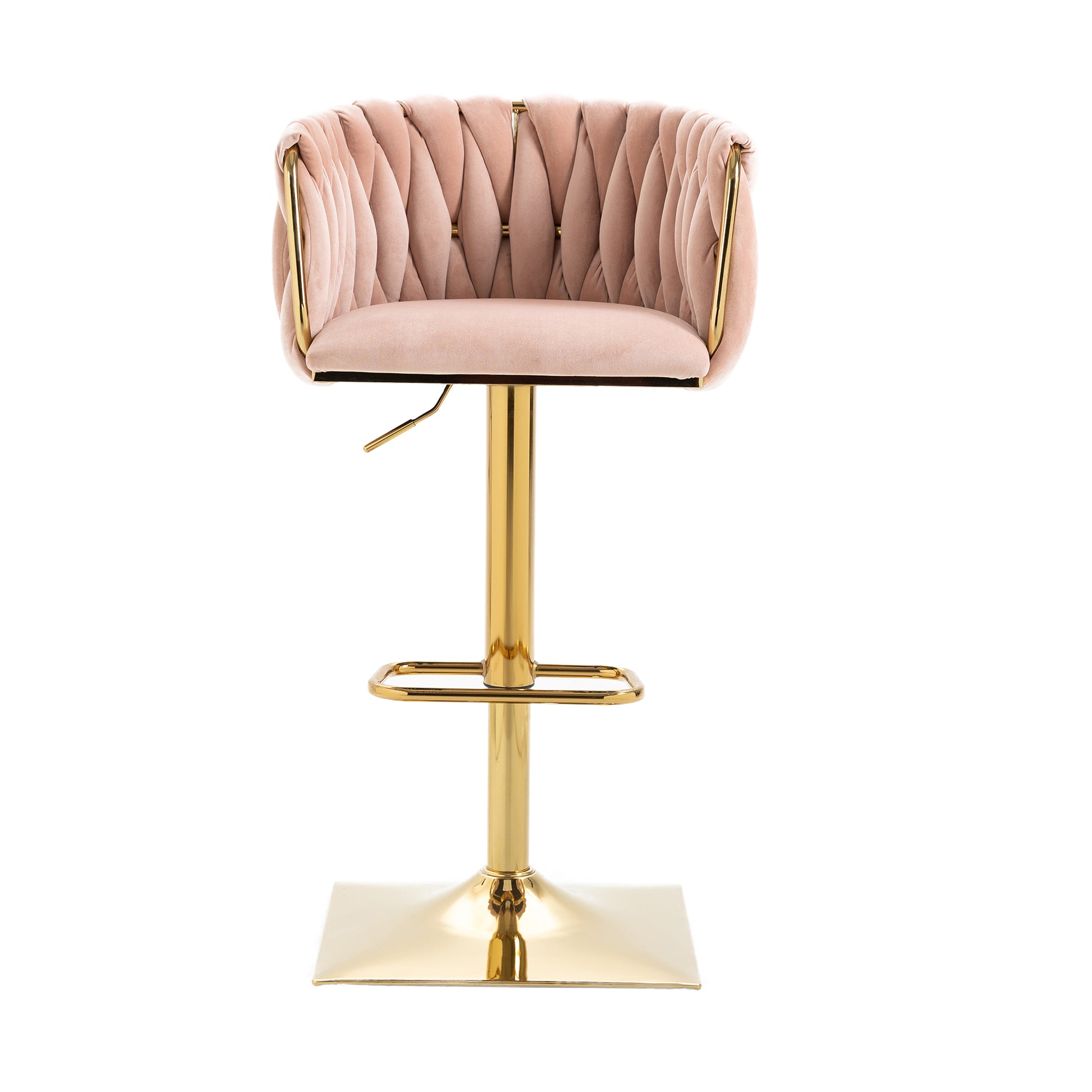 Coolmore Vintage Bar Stools With Back And Footrest Counter Height Dining Chairs 2Pc Set Pink Metal