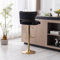 Bar Stools With Back And Footrest Counter Height Dining Chairs Velvet Black 2Pcs Set Black Upholstered