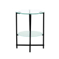 2 Layer Tempered Glass End Table, Round Coffee Table For Bedroom Living Room Office Transparent Glass