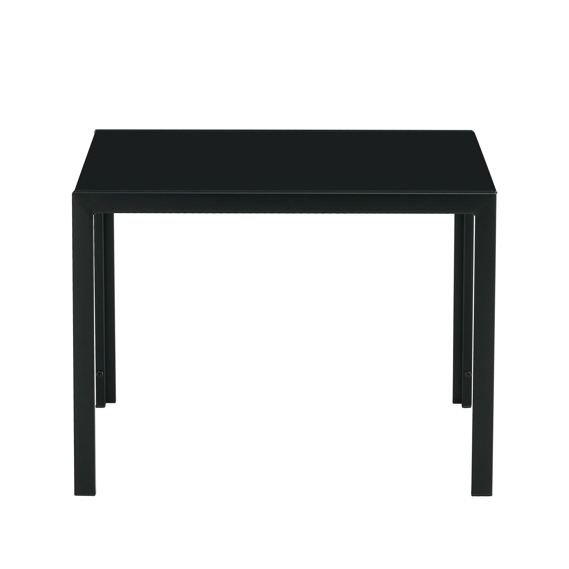 Coffee Table Set Of 2, Square Modern Table With Tempered Glass Finish For Living Room,Black Black Glass