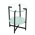 2 Layer Tempered Glass End Table, Round Coffee Table For Bedroom Living Room Office Transparent Glass