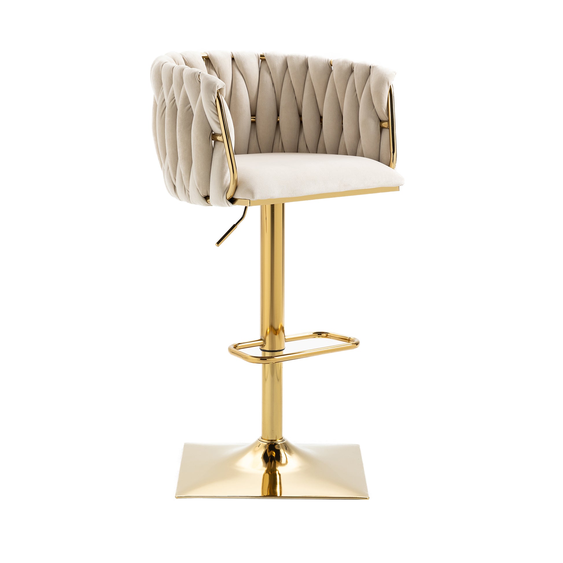 Coolmore Vintage Bar Stools With Back And Footrest Counter Height Dining Chairs 2Pc Set Ivory Metal