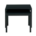 Nesting Coffee Table Set Of 2, Square Modern Stacking Table With Tempered Glass Finish For Living Room,Black Black Glass
