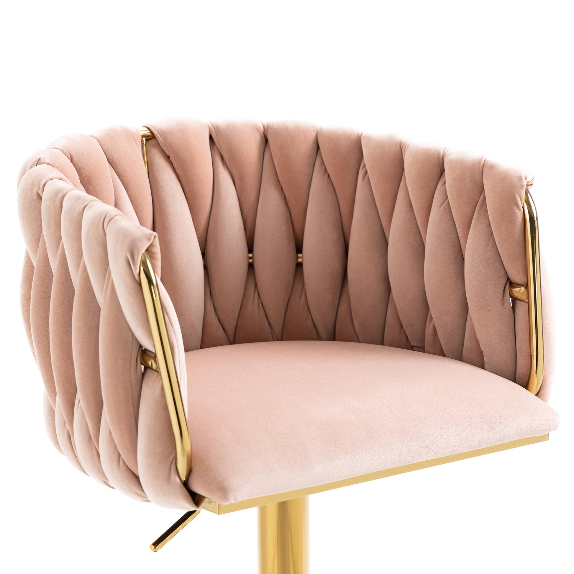 Coolmore Vintage Bar Stools With Back And Footrest Counter Height Dining Chairs 2Pc Set Pink Metal