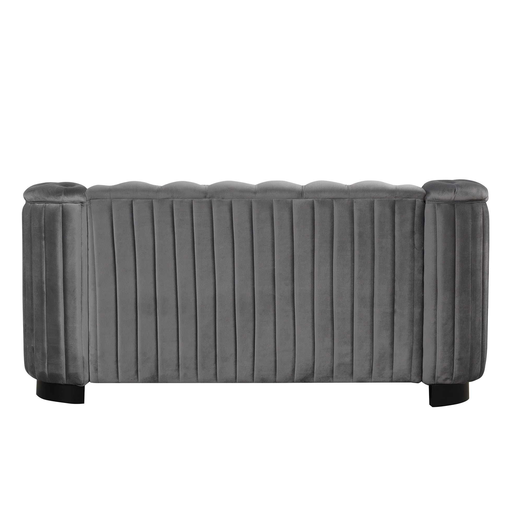 64" Velvet Upholstered Loveseat Sofa,Modern Loveseat Sofa With Thick Removable Seat Cushion,2 Person Loveseat Sofa Couch For Living Room,Bedroom,Or Small Space,Gray Gray Foam Velvet