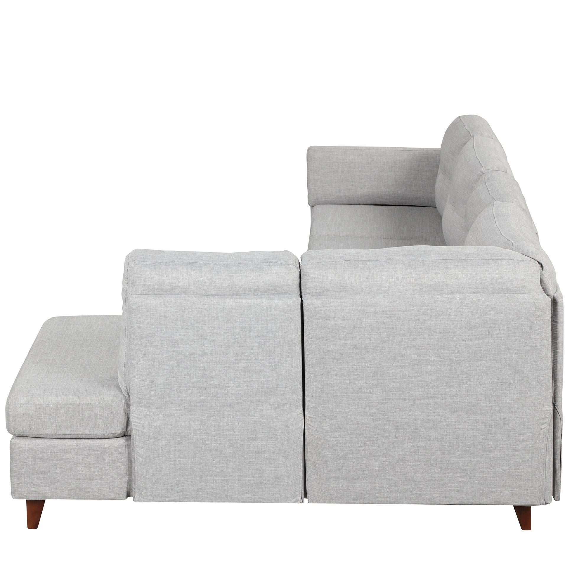 97.2" Modern Linen Fabric Sofa, L Shape Couch With Chaise Lounge,Sectional Sofa With One Lumbar Pad,Gray Gray Foam Linen 4 Seat