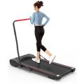 Under Desk Walking Pad Treadmill Foldable With Handlebar Remote Controll, 300 Lb Capacity Black Steel