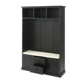 Hall Tree With 3 Hookscoat Hanger, Entryway Bench, Storage Bench, 3 In 1 Design, 47.2Inch, For Entrance, Hallway Black Black Mdf