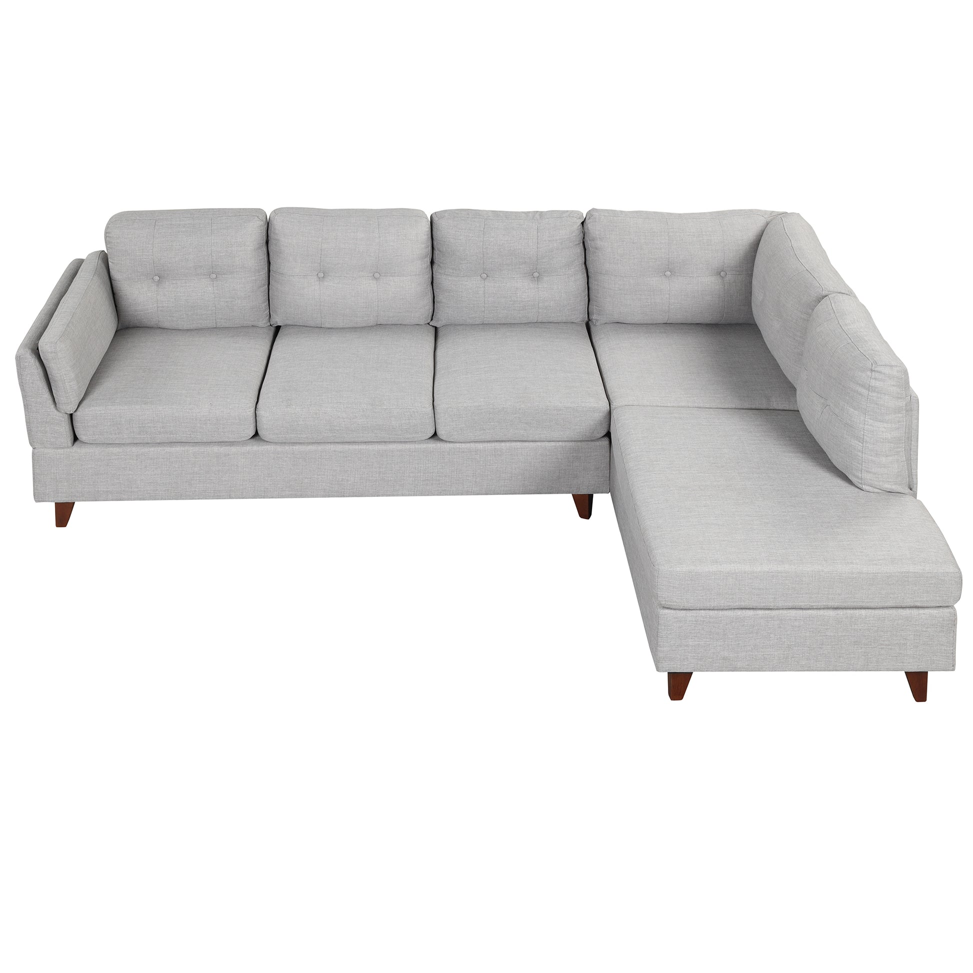 97.2" Modern Linen Fabric Sofa, L Shape Couch With Chaise Lounge,Sectional Sofa With One Lumbar Pad,Gray Gray Foam Linen 4 Seat