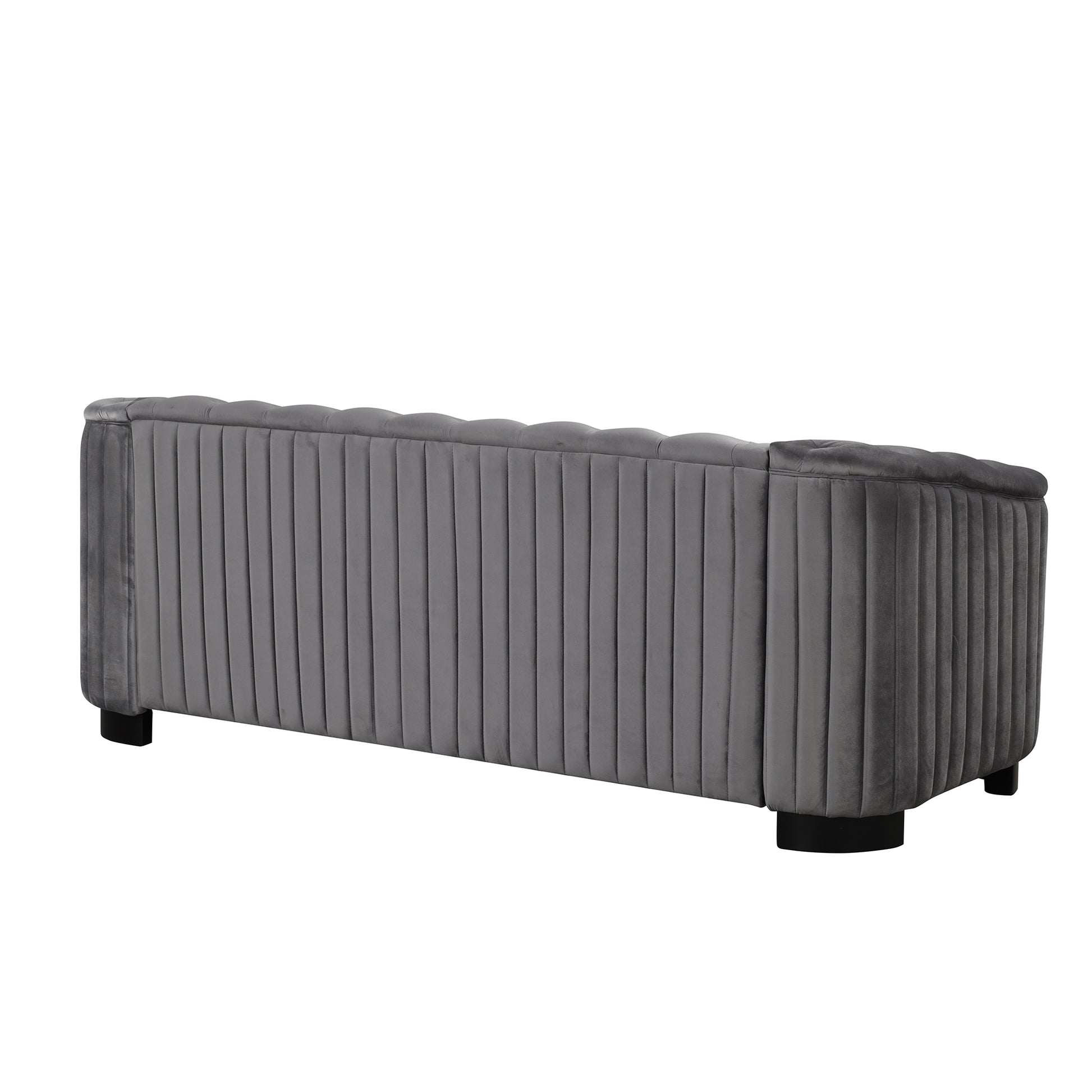 82" Mid Century Modern Sofa With Rubber Wood Legs,Velvet Upholstered Sofa Couch,Sofa With Thick Removable Seat Cushion, 3 Seater Sofa Couch For Living Room,Gray Gray Foam Velvet 3 Seat