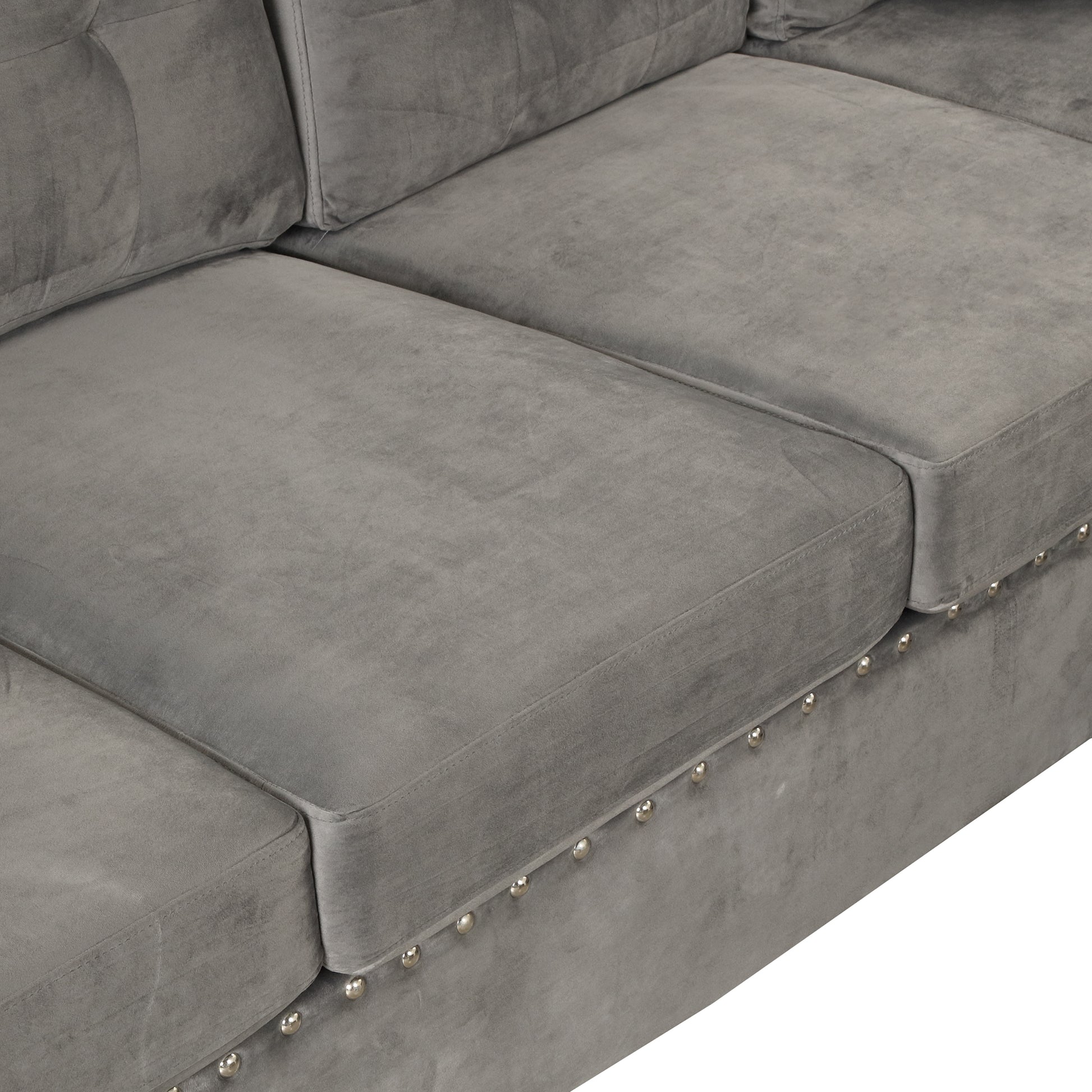 105" Modern Sectional Sofa With Storage Ottoman, L Shape Couch With 2 Pillows And Cup Holder,Sectional Sofa With Reversible Chaise For Living Room,Gray Gray Foam Velvet 6 Seat