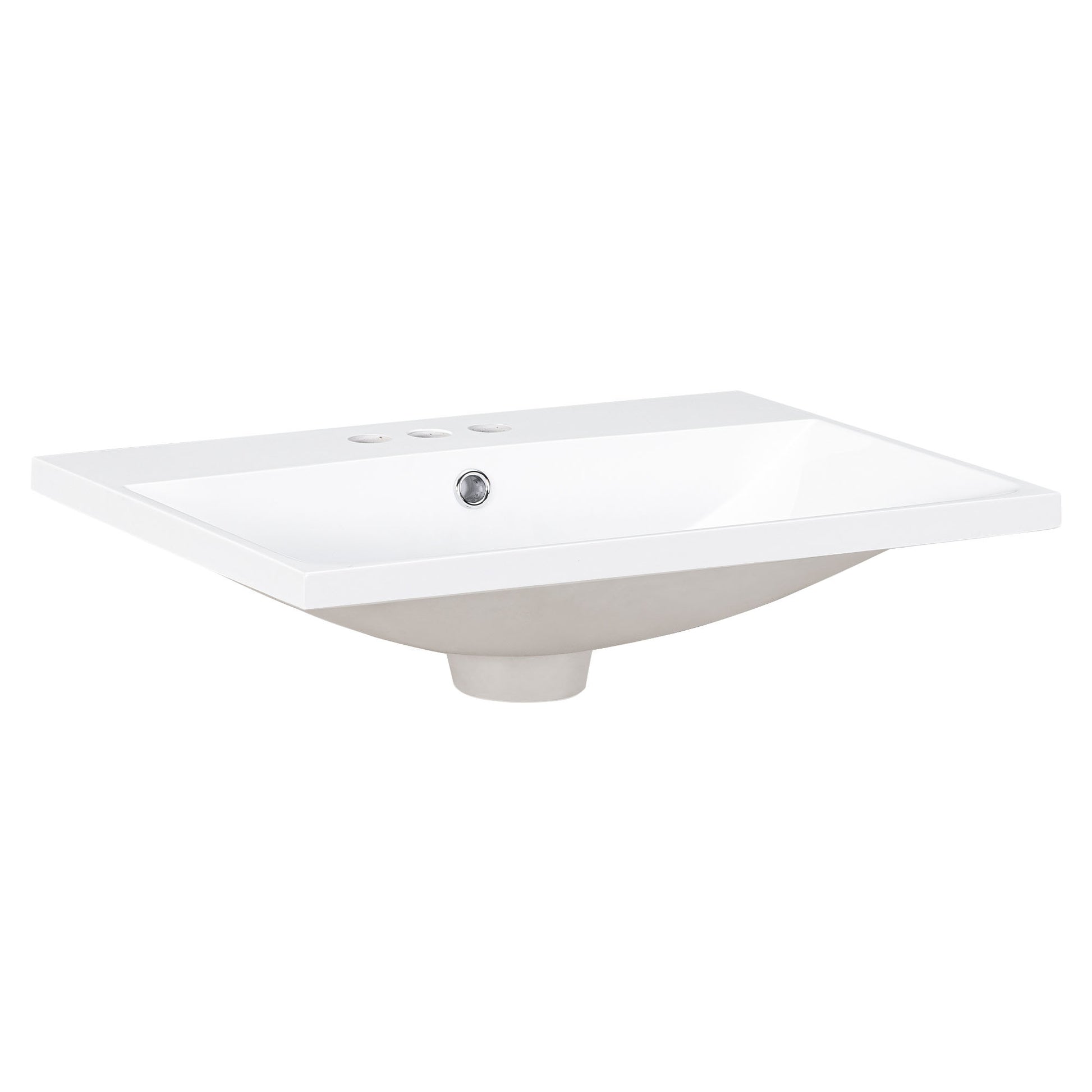 24" Bathroom Vanity Top Only, White Basin, 3 Faucet Holes, 4" Faucet Available, Ceramic White Ceramic