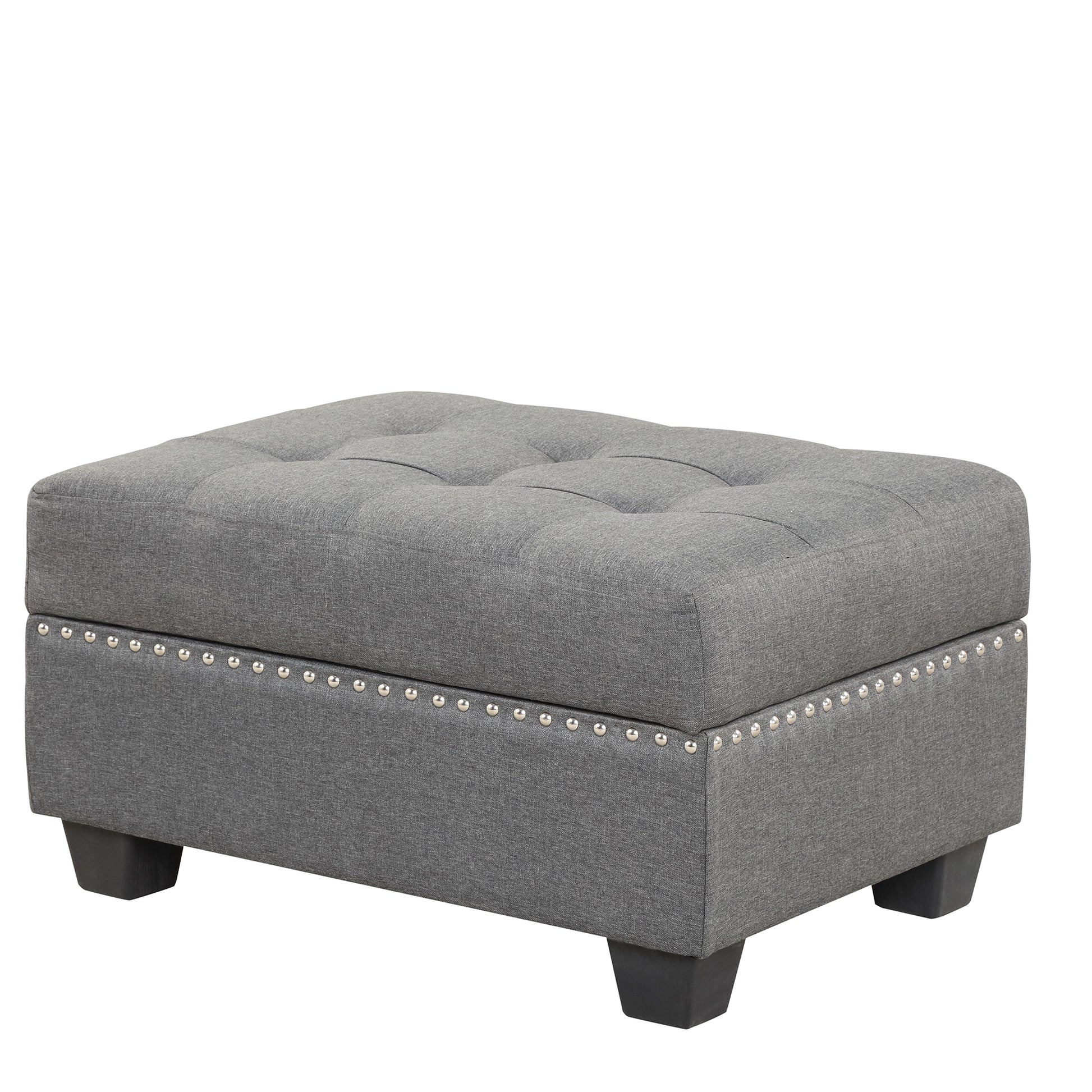 104.5" Reversible Sectional Sofa Space Saving With Storage Ottoman Rivet Ornament L Shape Couch For Small Or Large Space Dorm Apartment,Gray Old Sg000405Aaa Gray Foam Linen