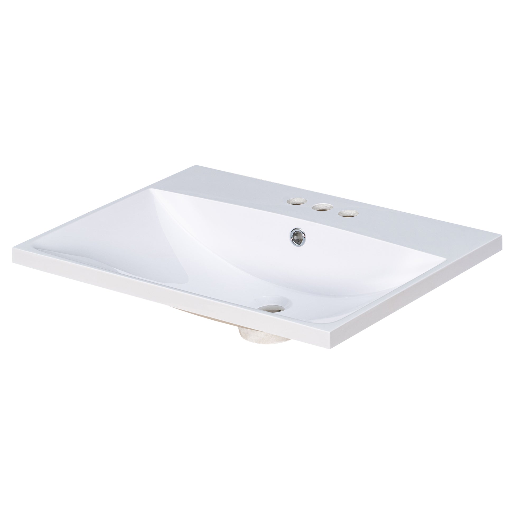 24" Bathroom Vanity Top Only, White Basin, 3 Faucet Holes, 4" Faucet Available, Ceramic White Ceramic