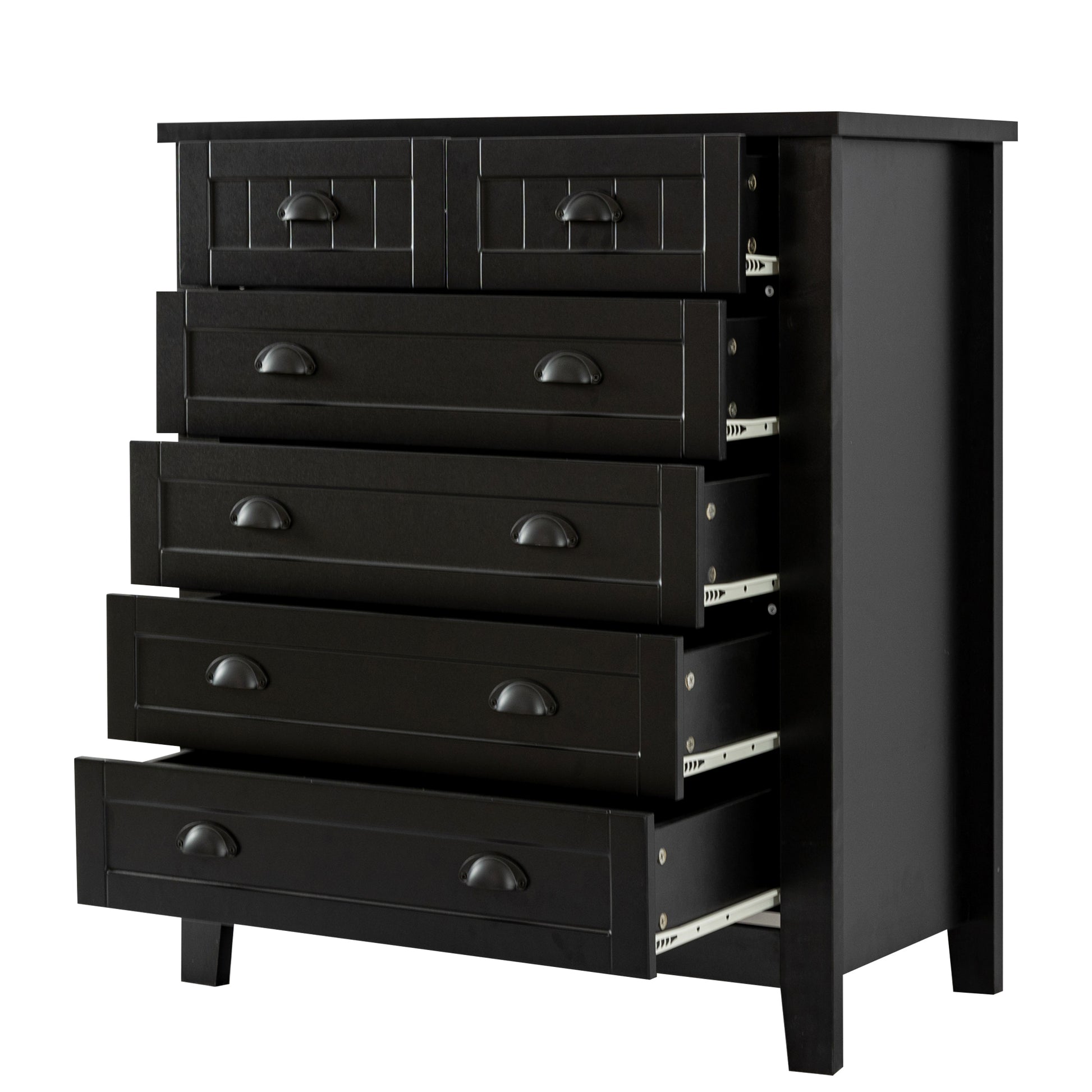 Drawer Dresser Bar Cabinet Side Cabinet,Buffet Sideboard,Buffet Service Counter, Solid Wood Frame,Plasticdoor Panel,Retro Shell Handle,Applicable To Dining Room, Living Room, Kitchen ,Corridor,Black 5 Or More Drawers Black Primary Living Space Classic