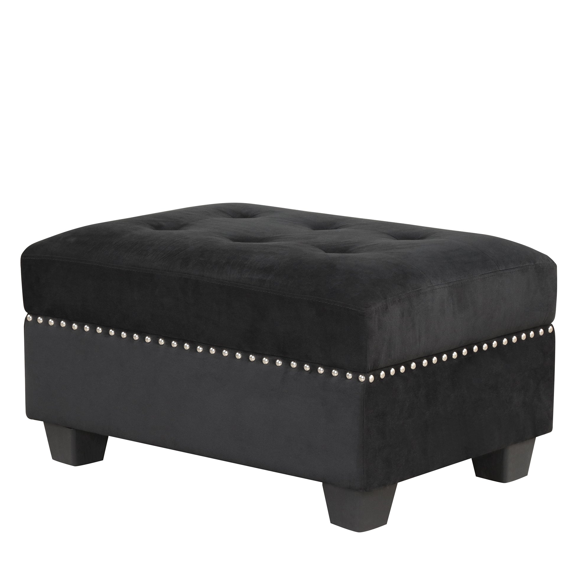 104.5" Reversible Sectional Sofa Space Saving With Storage Ottoman Rivet Ornament L Shape Couch For Small Or Large Space Dorm Apartment,Black Old:Sg000406Aaa Black Foam Velvet