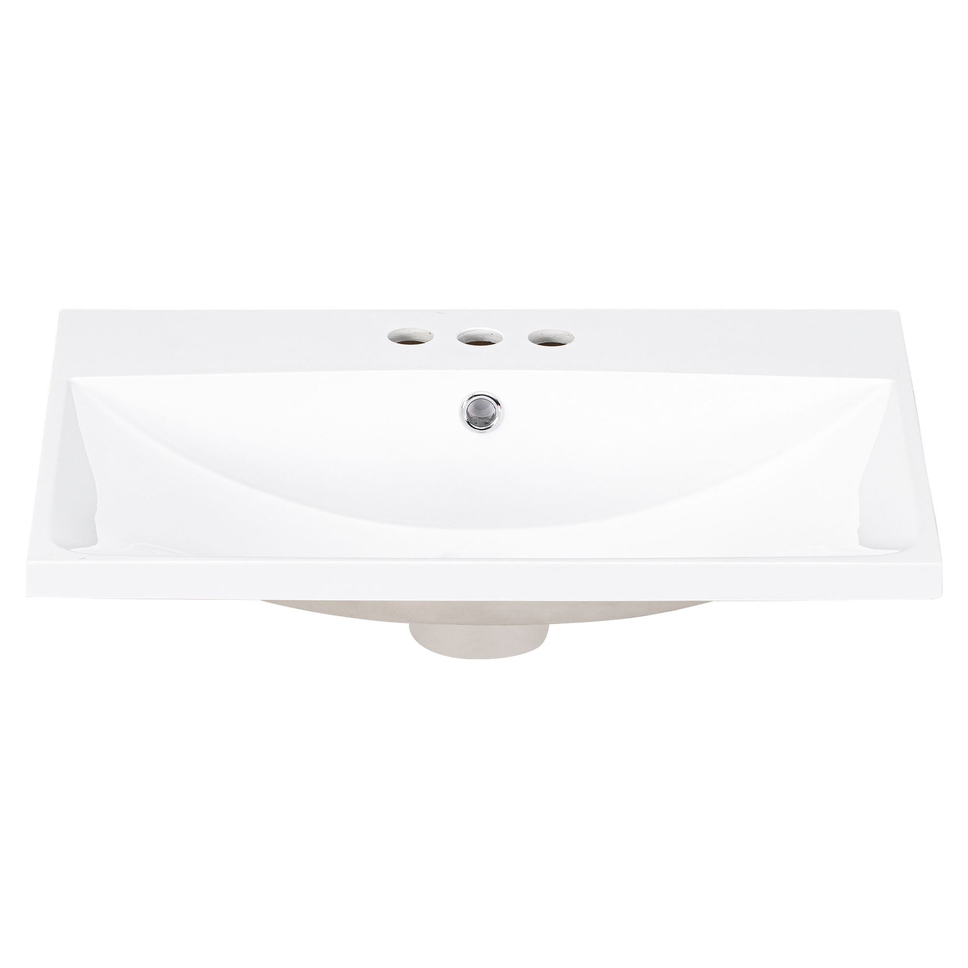 24" Bathroom Vanity Top Only, White Basin, 3 Faucet Holes, 4" Faucet Available, Ceramic White Ceramic