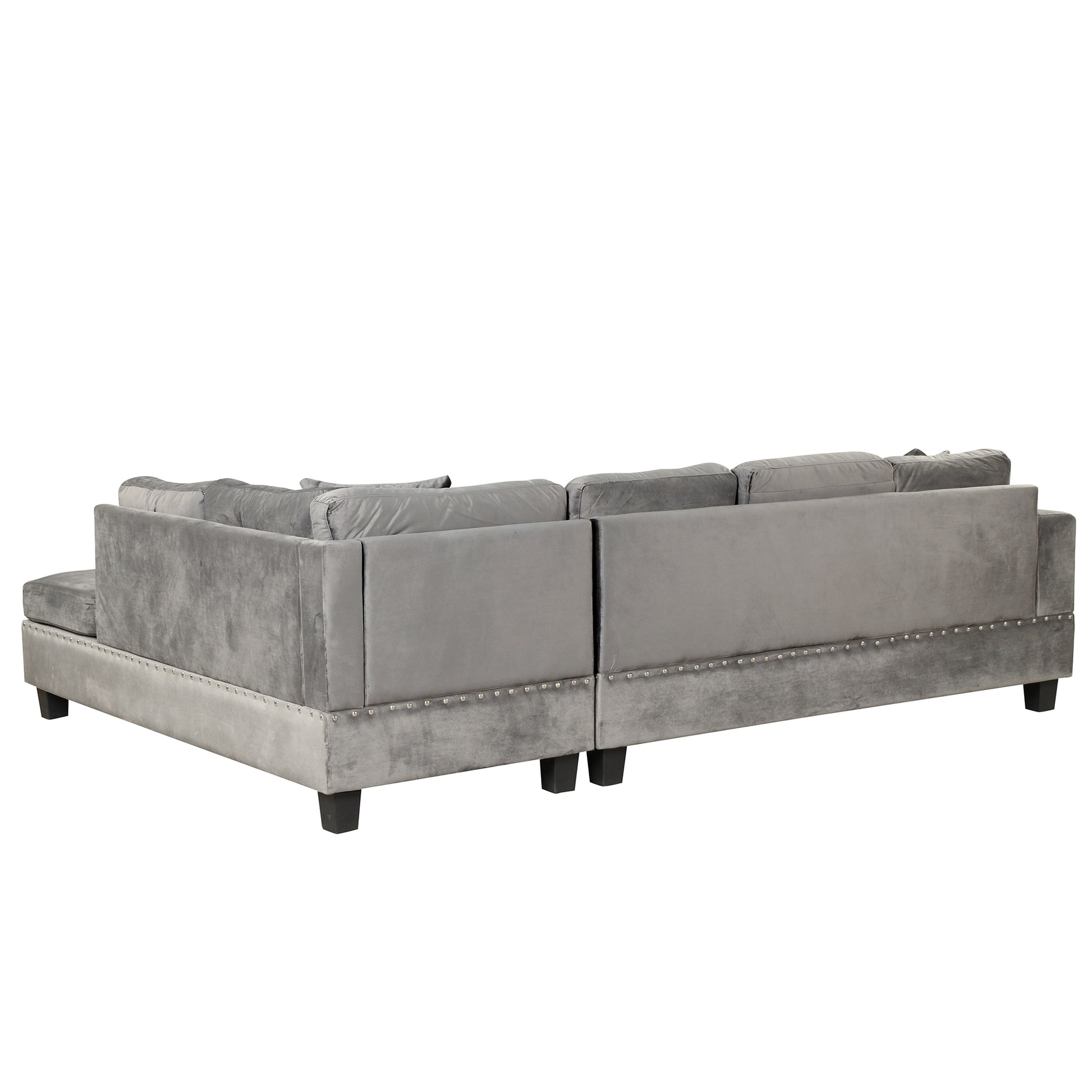 105" Modern Sectional Sofa With Storage Ottoman, L Shape Couch With 2 Pillows And Cup Holder,Sectional Sofa With Reversible Chaise For Living Room,Gray Gray Foam Velvet 6 Seat