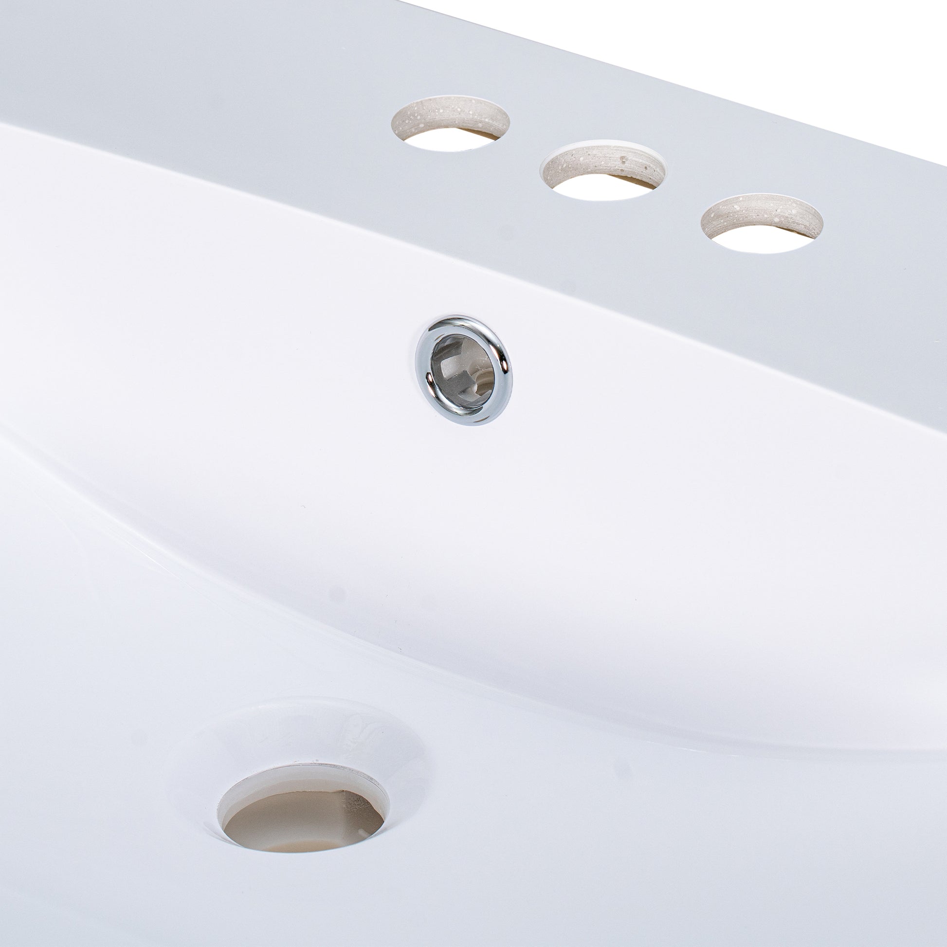 24" Bathroom Vanity Top Only, White Basin, 3 Faucet Holes, 4" Faucet Available, Ceramic White Ceramic