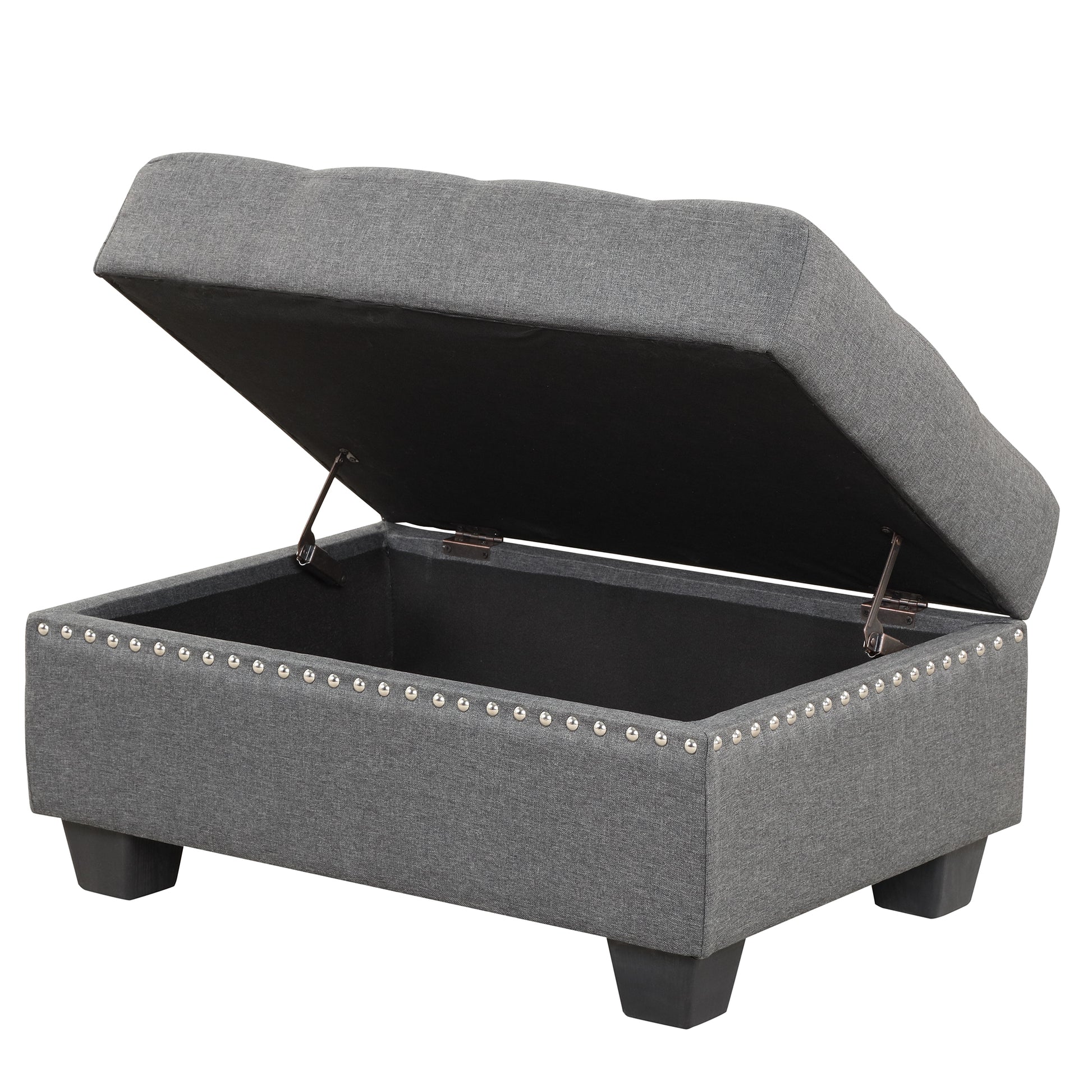 104.5" Reversible Sectional Sofa Space Saving With Storage Ottoman Rivet Ornament L Shape Couch For Small Or Large Space Dorm Apartment,Gray Old Sg000405Aaa Gray Foam Linen