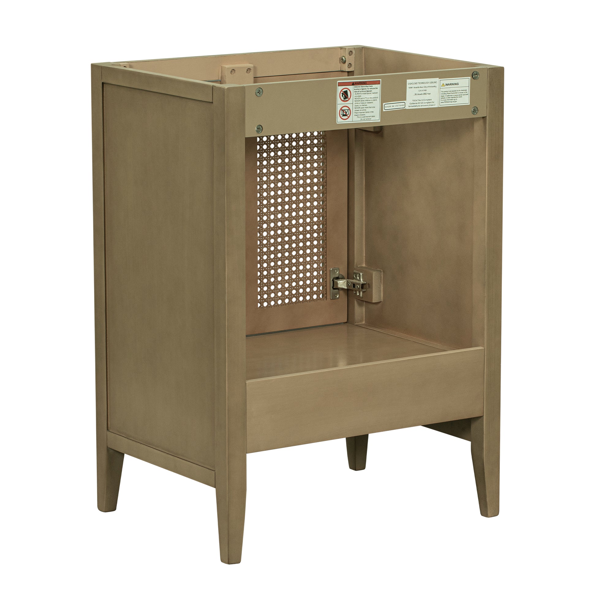 24" Bathroom Vanity Without Sink, Base Only, Rattan Cabinet With Doors And Drawer, Solid Frame And Mdf Board, Natural Natural Solid Wood Mdf