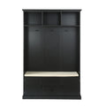 Hall Tree With 3 Hookscoat Hanger, Entryway Bench, Storage Bench, 3 In 1 Design, 47.2Inch, For Entrance, Hallway Black Black Mdf