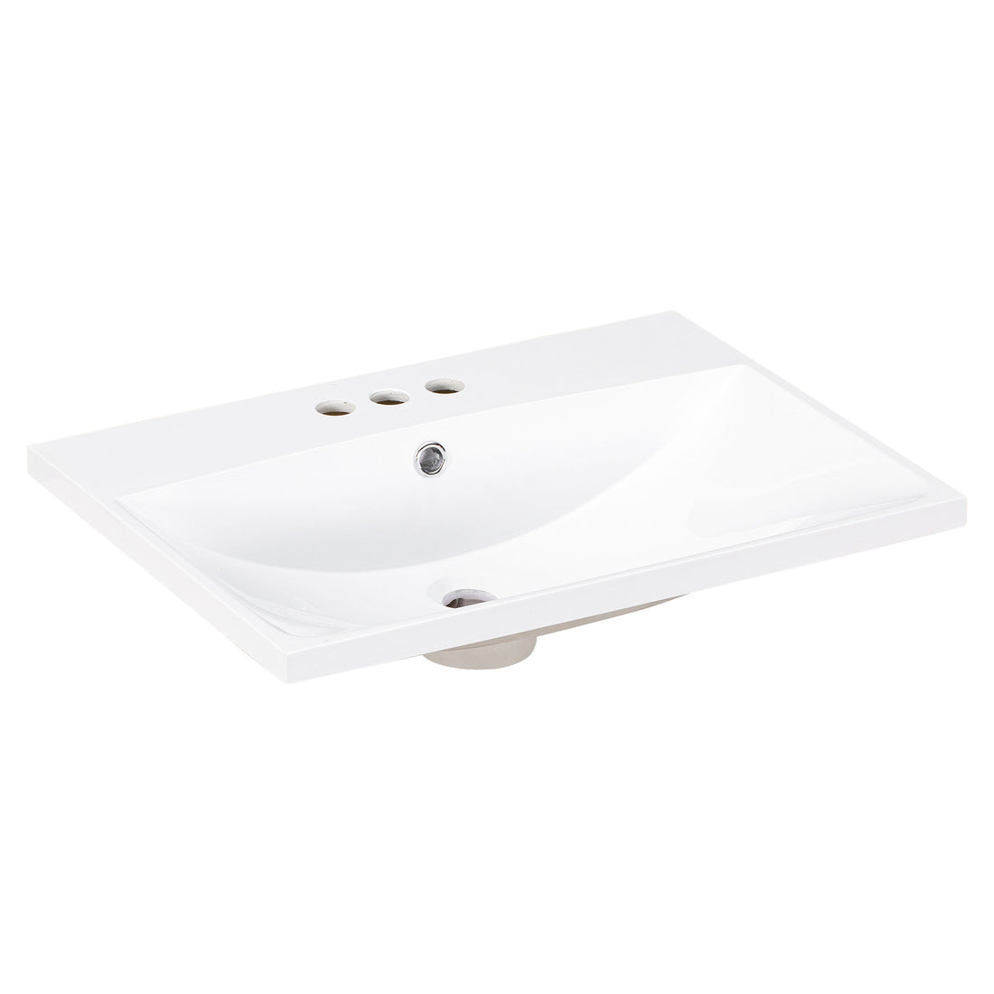 24" Bathroom Vanity Top Only, White Basin, 3 Faucet white-ceramic