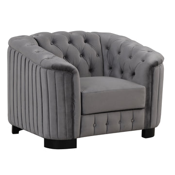 41.5" Velvet Upholstered Accent Sofa,Modern Single Sofa Chair With Thick Removable Seat Cushion,Modern Single Couch For Living Room,Bedroom,Or Small Space,Gray Gray Foam Velvet 1 Seat