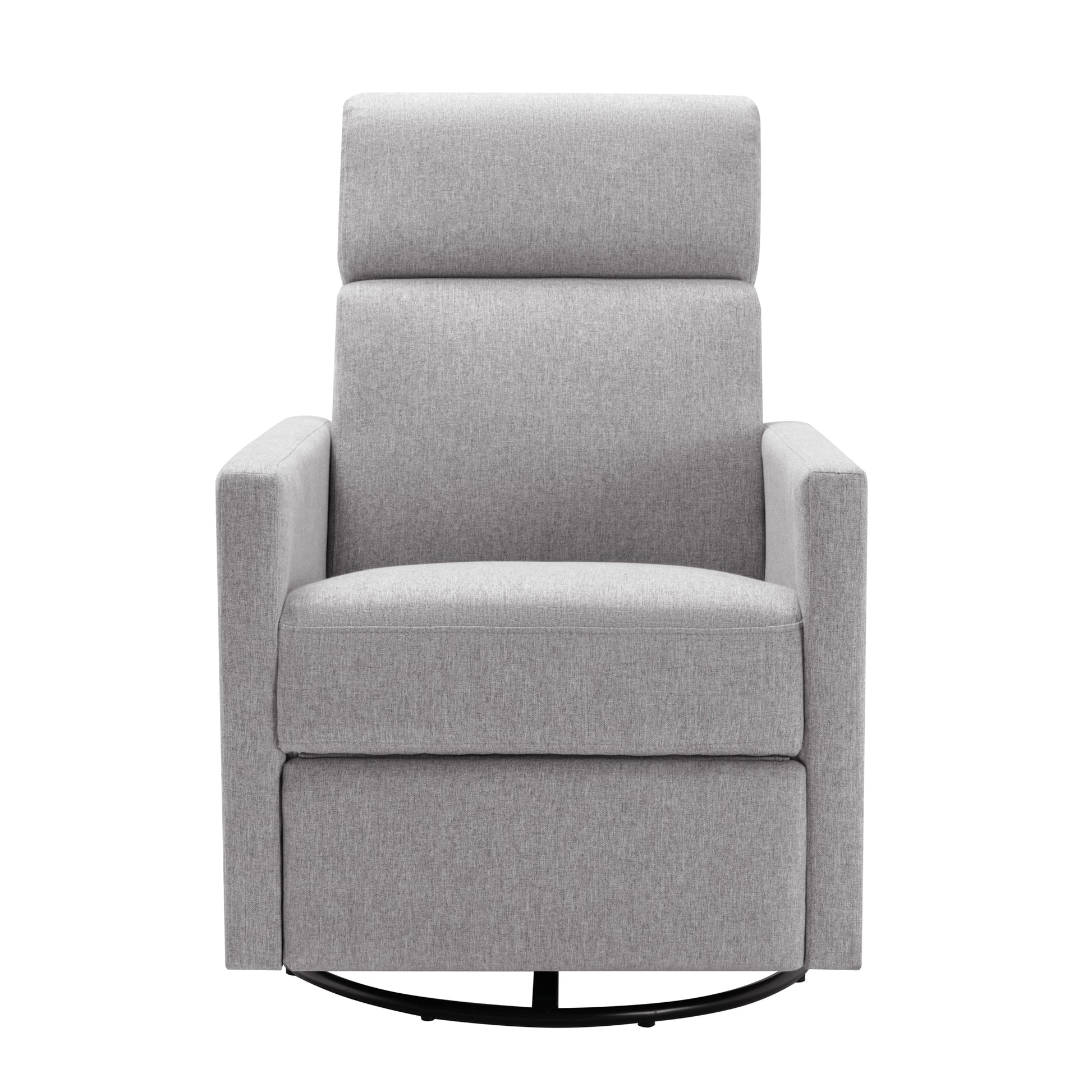 Modern Upholstered Rocker Nursery Chair Plush Seating Glider Swivel Recliner Chair, Gray Gray Linen