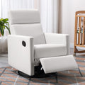 Modern Upholstered Rocker Nursery Chair Plush Seating Glider Swivel Recliner Chair, Beige Beige Linen