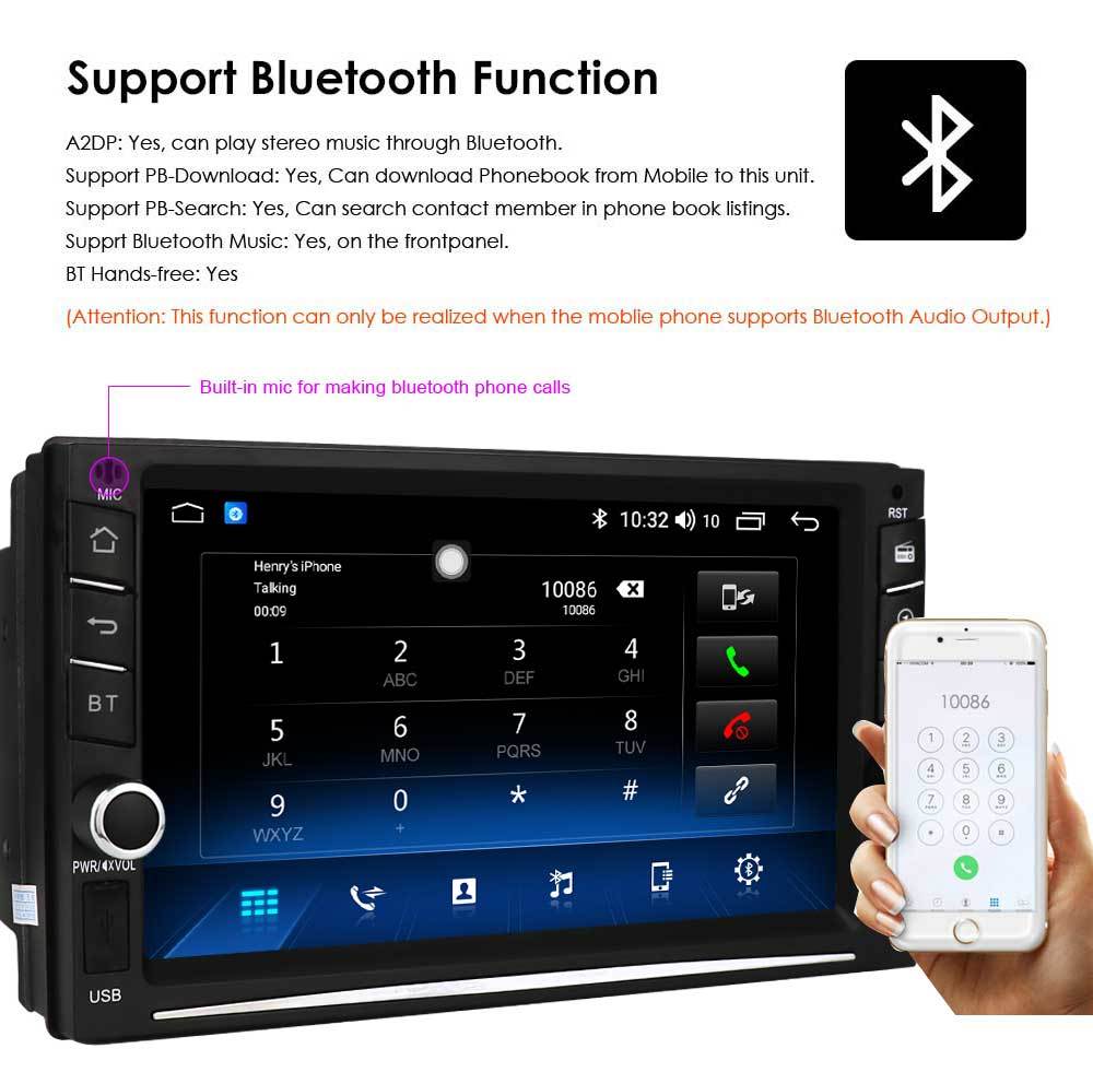 6.5 inch Double 2Din Touch Screen Android10 Support black-abs+pc